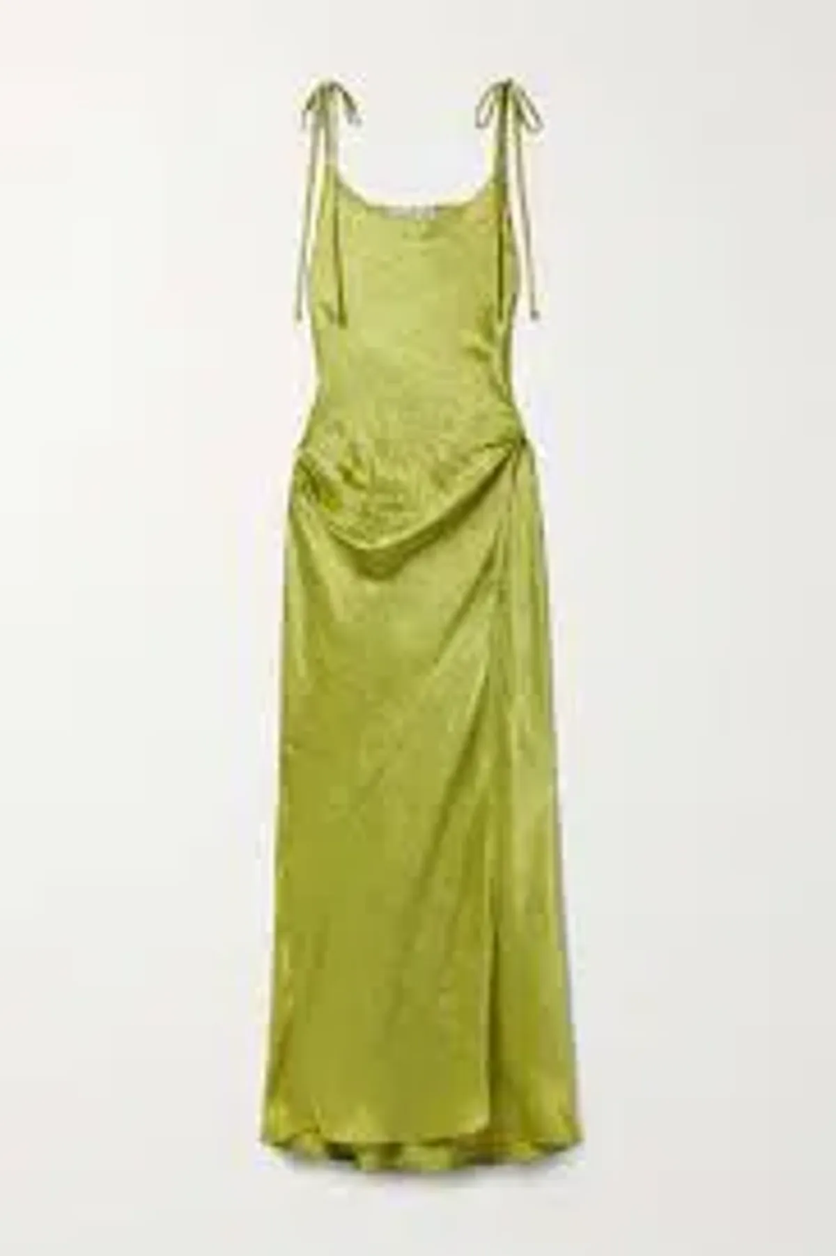ACNE Studios -  hammered-satin midi wrap dress - chartreuse for rent on The Volte - main image