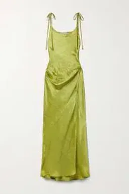 ACNE Studios -  hammered-satin midi wrap dress - chartreuse for rent on The Volte - image 1