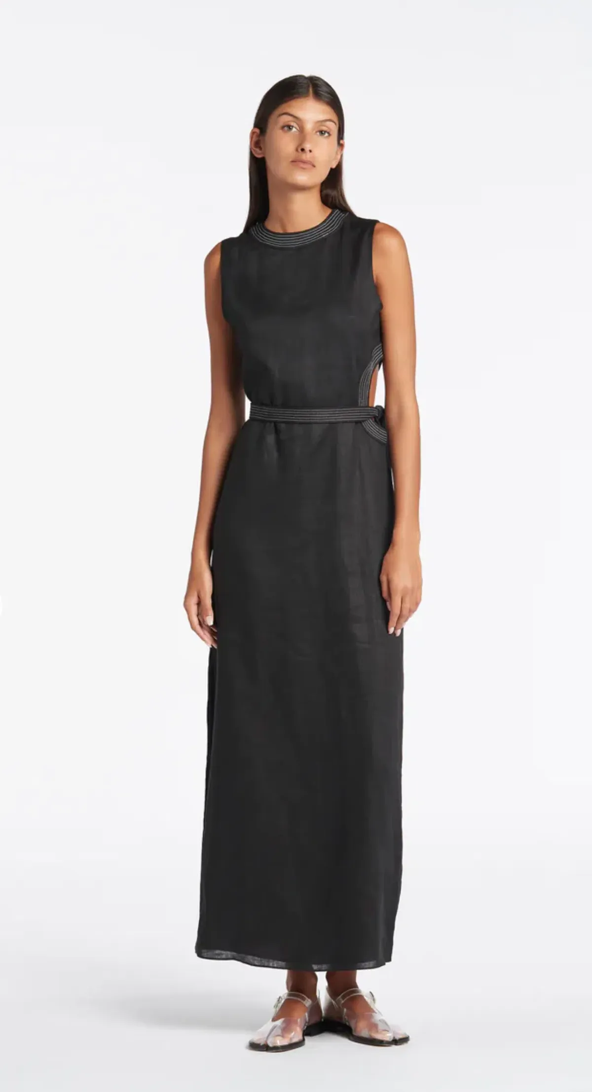 Sir the Label Vilma Cut Out Midi Dress Black Size 1 / AU 8 for rent on The Volte - main image