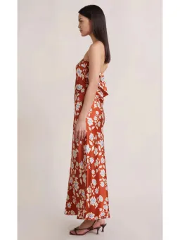 Bec & Bridge Blossom Strapless Maxi Dress Rust Print Size AU 6 for rent on The Volte - image 2