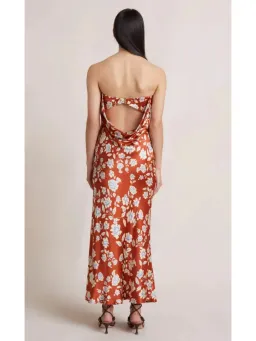 Bec & Bridge Blossom Strapless Maxi Dress Rust Print Size AU 6 for rent on The Volte - image 3