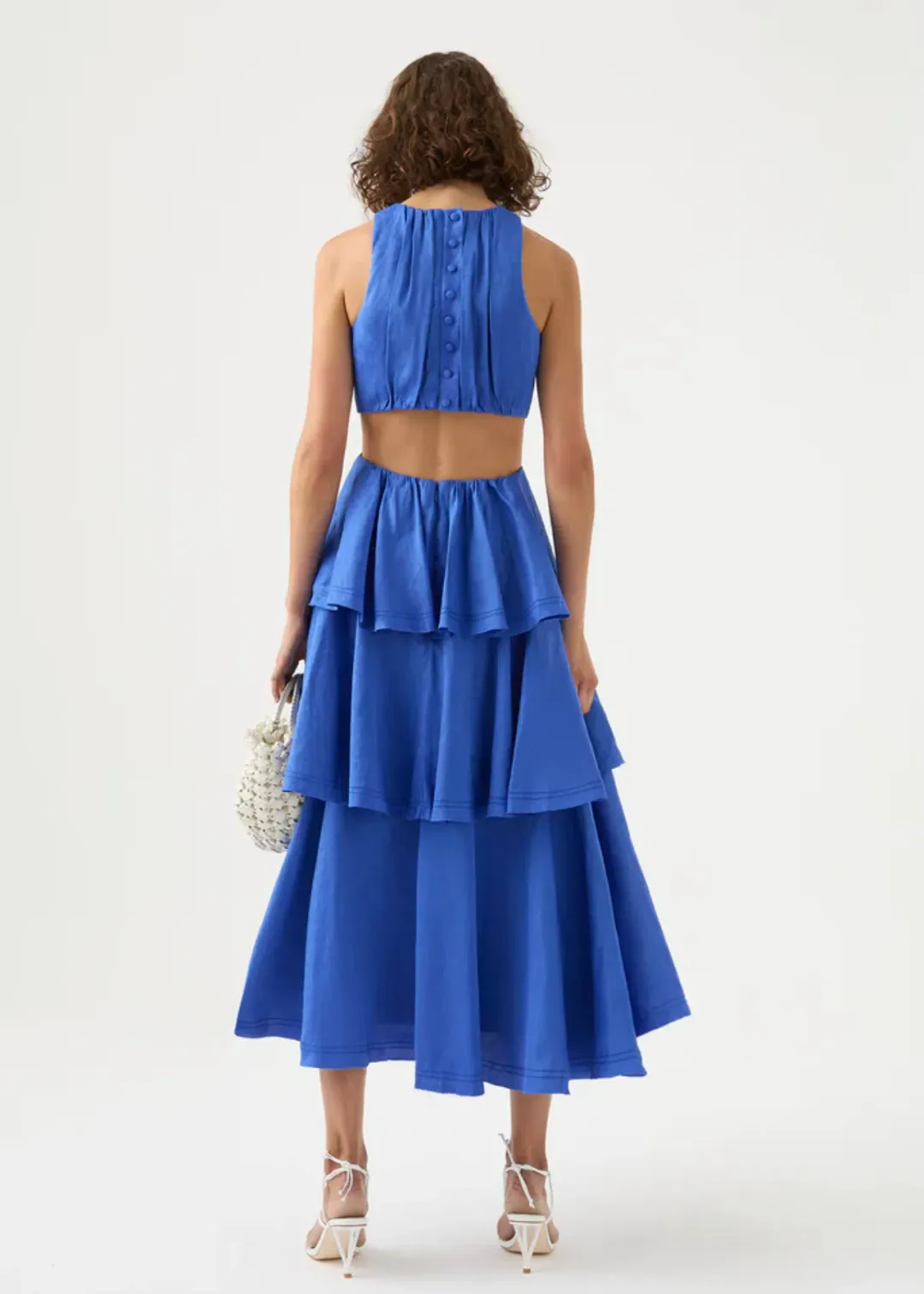 Aje Wave Cut Out Ring Midi Dress Blue Size 6 / XS for rent on The Volte - main image