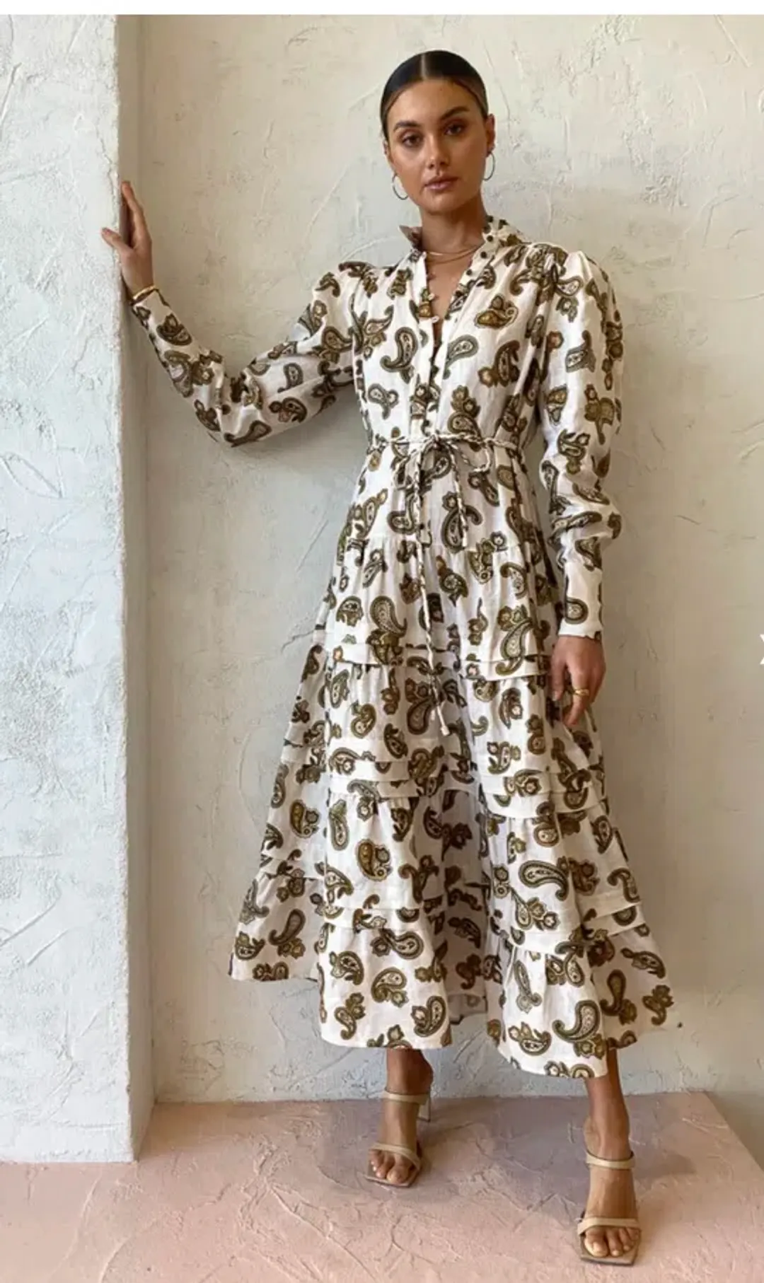 Alemais Mia Midi Dress Cream Paisley Size 10 for rent on The Volte - main image