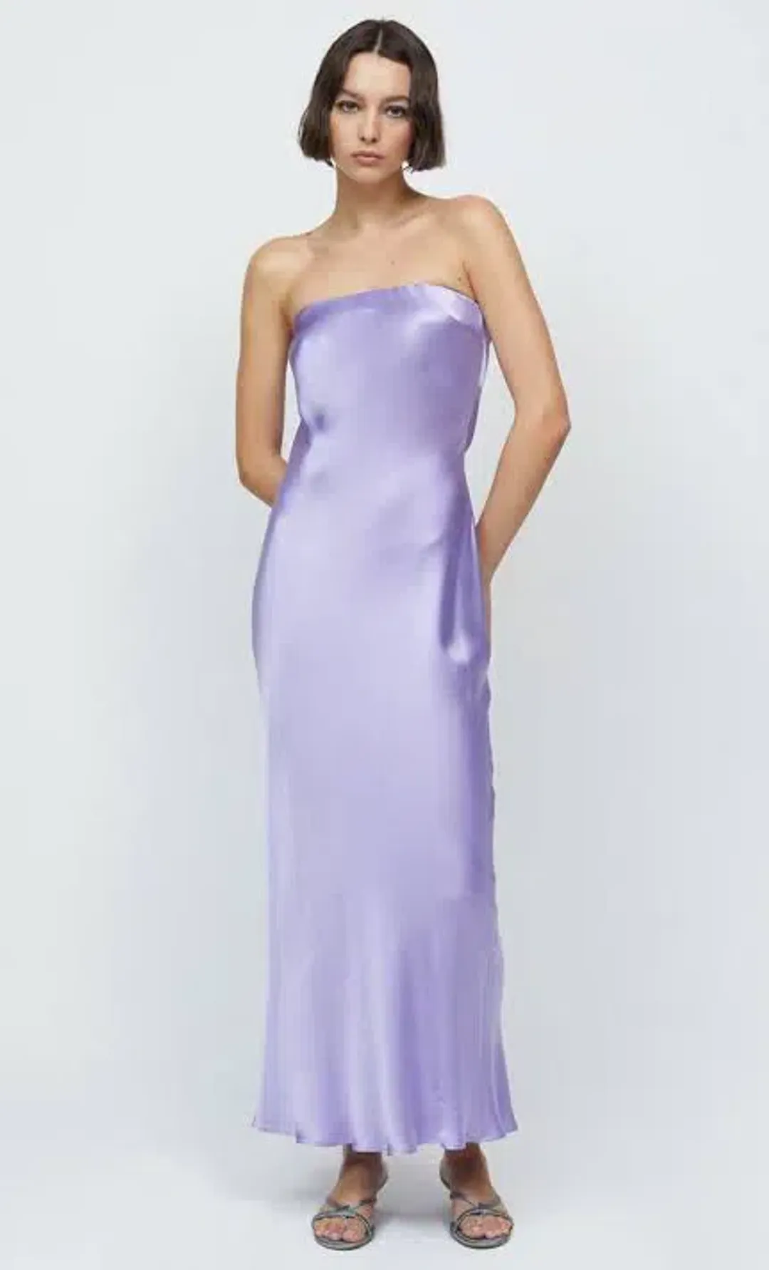Bec & Bridge Moon Dance Strapless Midi Dress Lilac Size 8 / S for rent on The Volte - main image