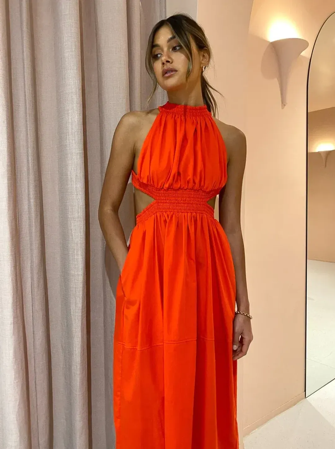 Camilla and Marc Pollina Midi Dress Red Size 6 for rent on The Volte - main image