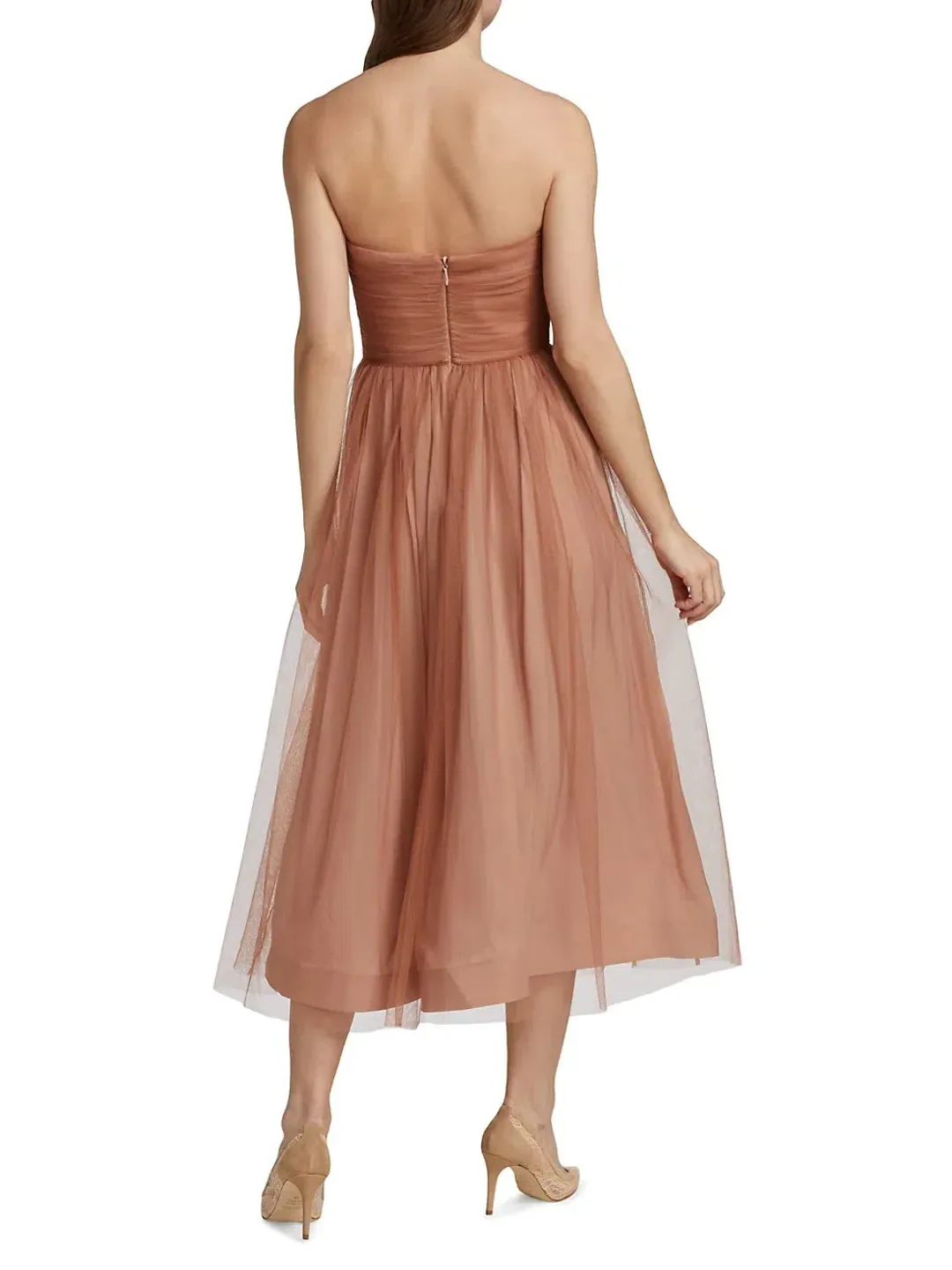Zimmermann Tulle Strapless Midi Dress in Lipstick Size 1/AU 10 for rent on The Volte - main image