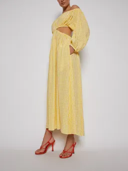 Scanlan Theodore Gingham Cut Out Dress Yellow Size 8 for rent on The Volte - image 2