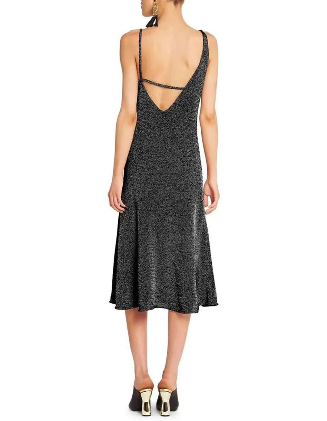 Sass & Bide Liquid Metal Black Metallic Knit Dress Size L/AU 14 for rent on The Volte - main image