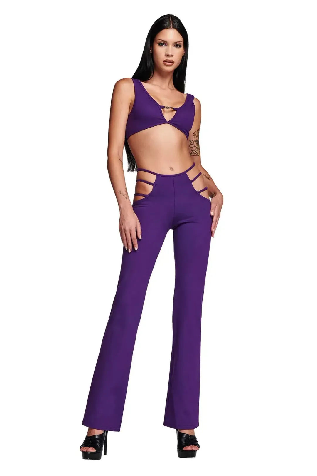 I. AM. GIA Lucid Crop Top & Pants Set Purple Size S/AU 8 for rent on The Volte - main image