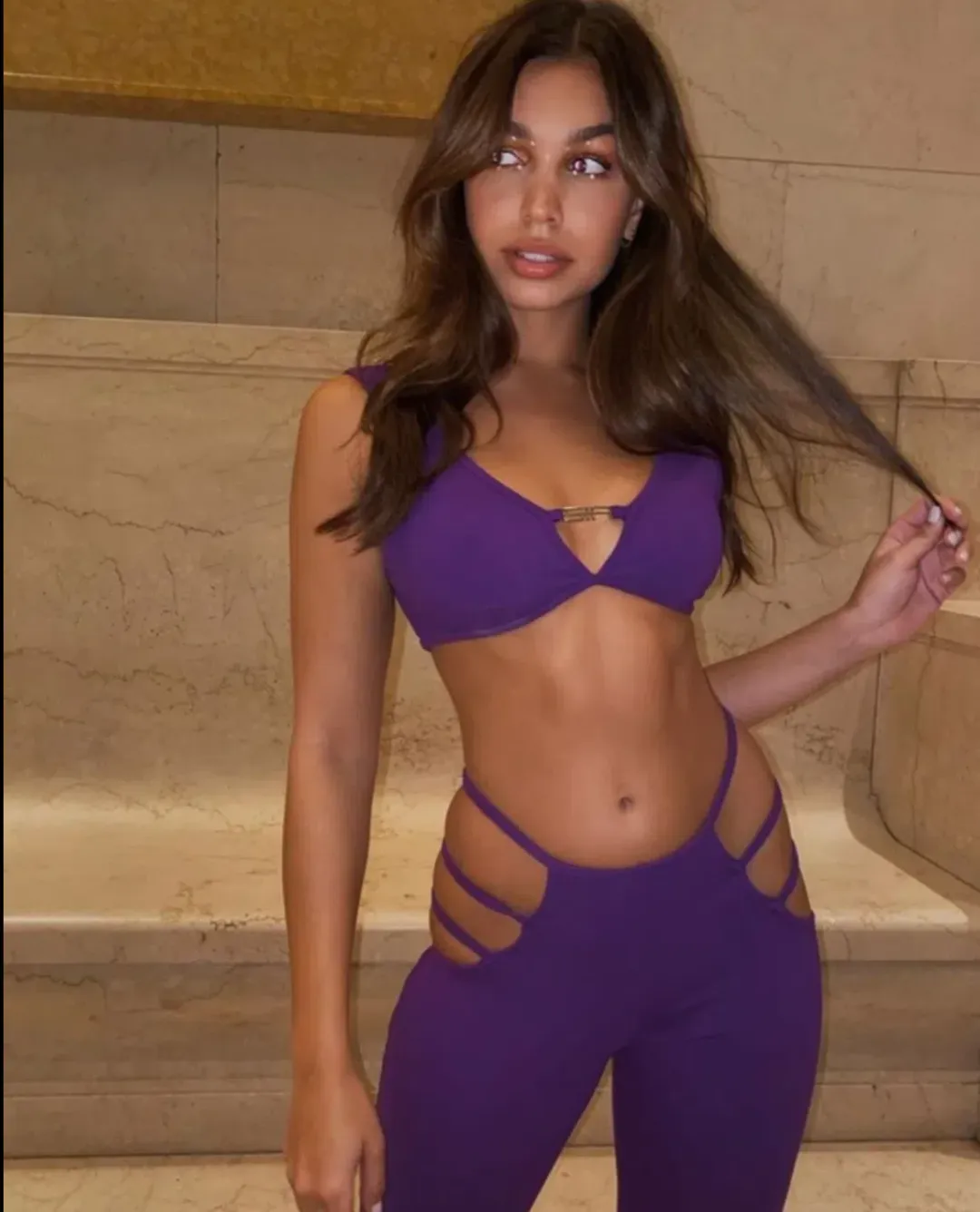 I. AM. GIA Lucid Crop Top & Pants Set Purple Size S/AU 8 for rent on The Volte - main image
