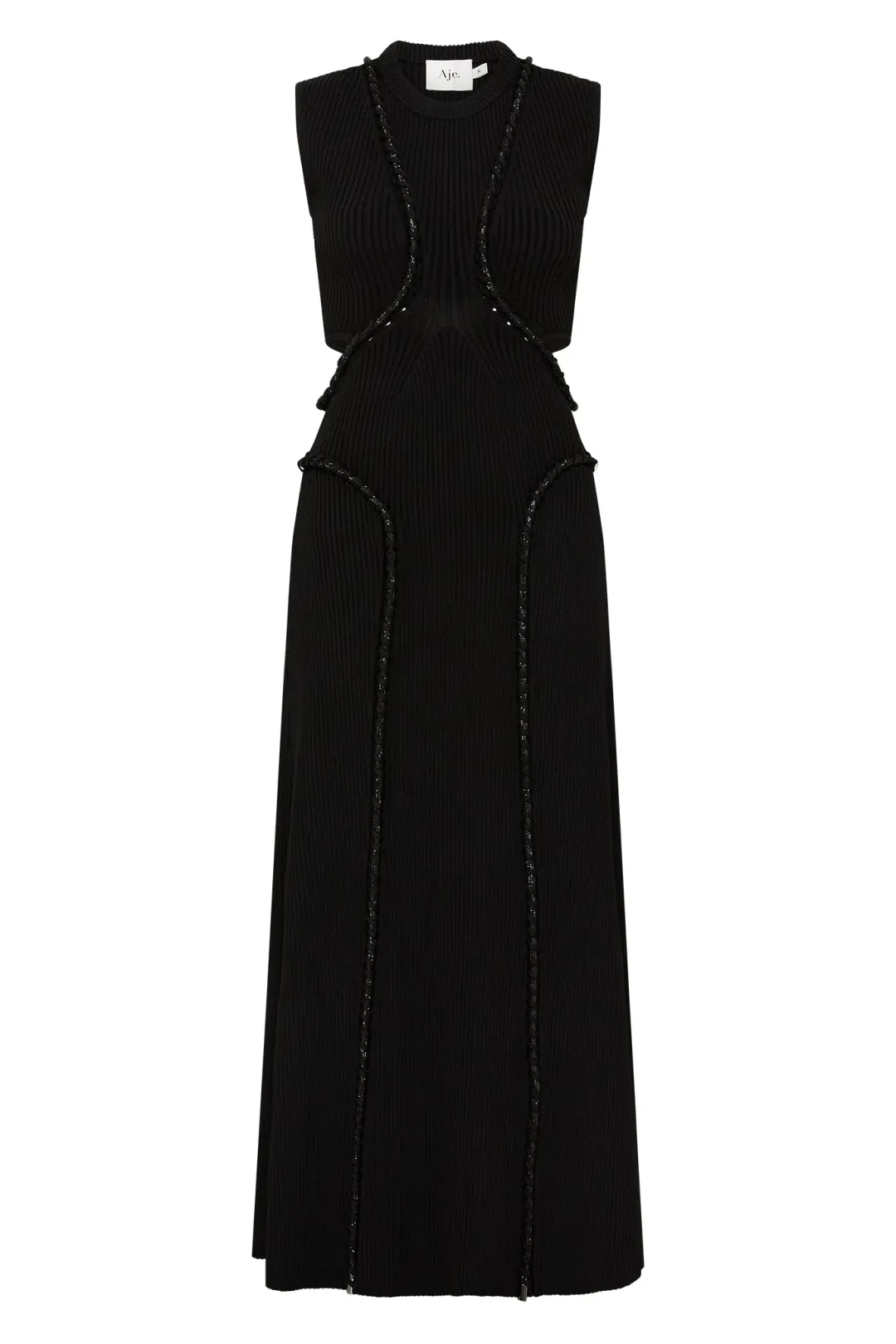 Aje Arp Cut Out Knit Midi Dress Black Size XS/Au 6 for rent on The Volte - main image