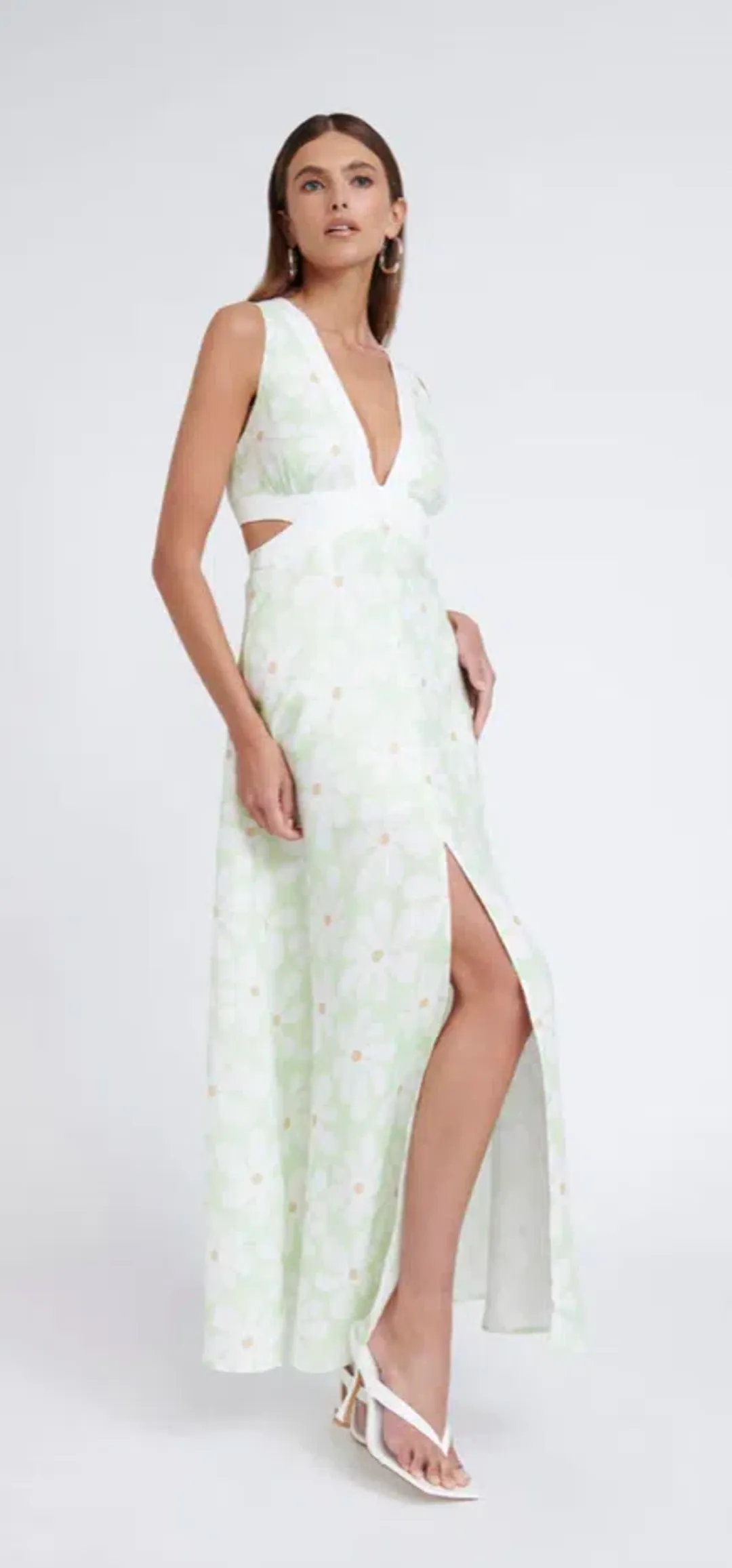 By Johnny Fleur Tie Back Midi Dress Green Size AU 12 for rent on The Volte - main image