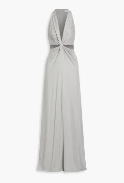 Halston twisted cutout metallic gown Grey Size AU 6 for rent on The Volte - image 3