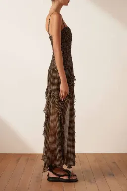 Shona Joy Sofia Ruched Frill Maxi Dress Black Size AU 8 for rent on The Volte - image 2