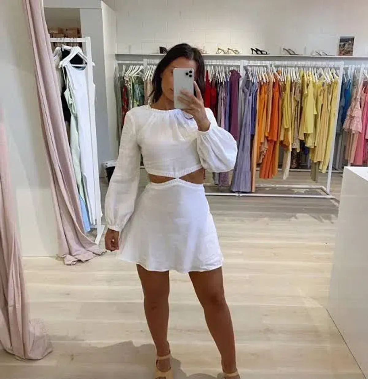 Bec & Bridge Madeline Mini Dress Ivory White Size AU 10 for rent on The Volte - main image