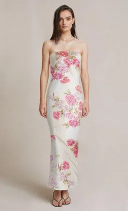 Bec & Bridge Tropic Fauna Strapless Dress White Size AU 10 for rent on The Volte - image 1