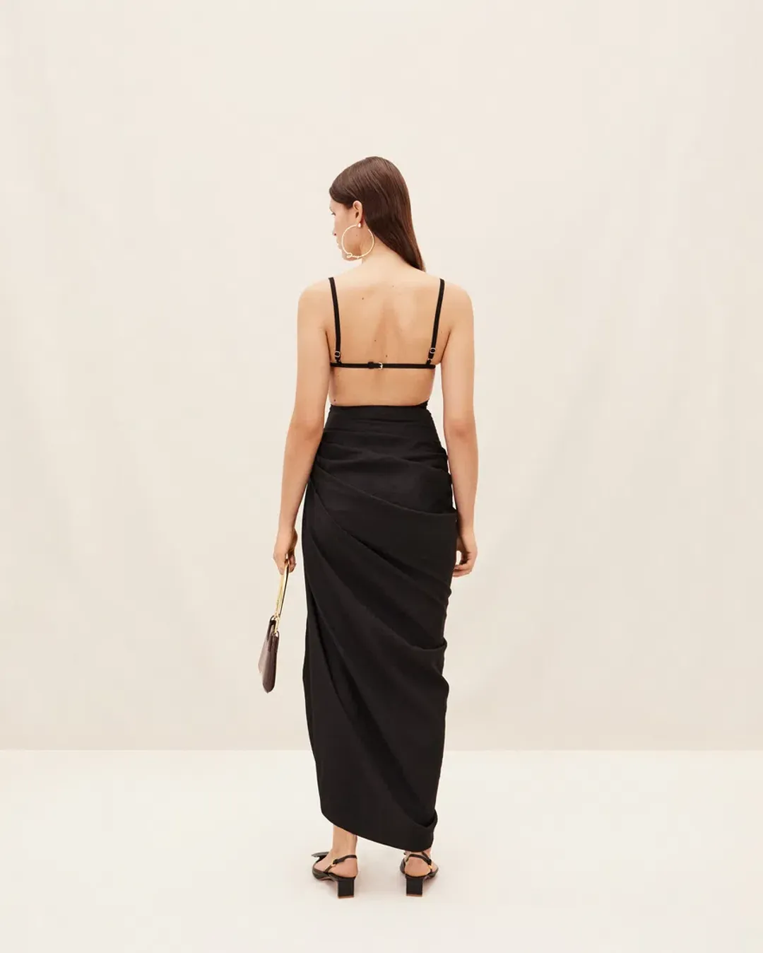 Jacquemus La Robe Saudade Asymmetrical Dress in Black Size 10 for rent on The Volte - main image