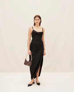 Jacquemus La Robe Saudade Asymmetrical Dress in Black Size 10 for rent on The Volte - image 1
