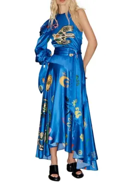 Alemais Soleil One Shoulder Midi Dress Blue Size 6 for rent on The Volte - image 1