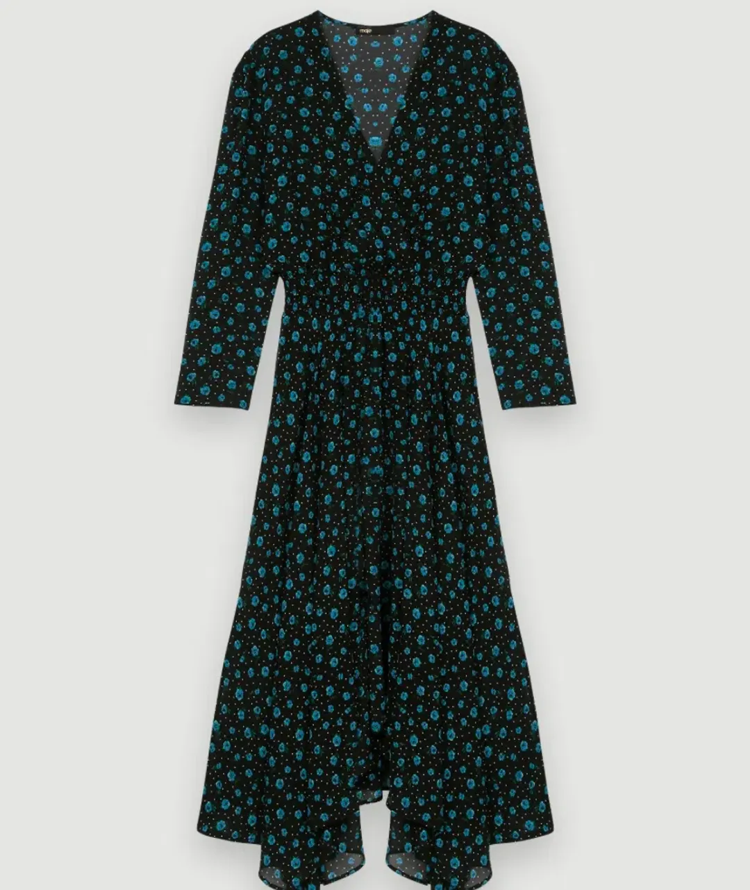 Maje Rayemia V-neck midi floral Black Size 38 / AU 10 for rent on The Volte - main image