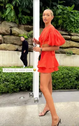 Aje Gracious Cut Out Mini in Saffron Red Size AU 6 for rent on The Volte - image 4