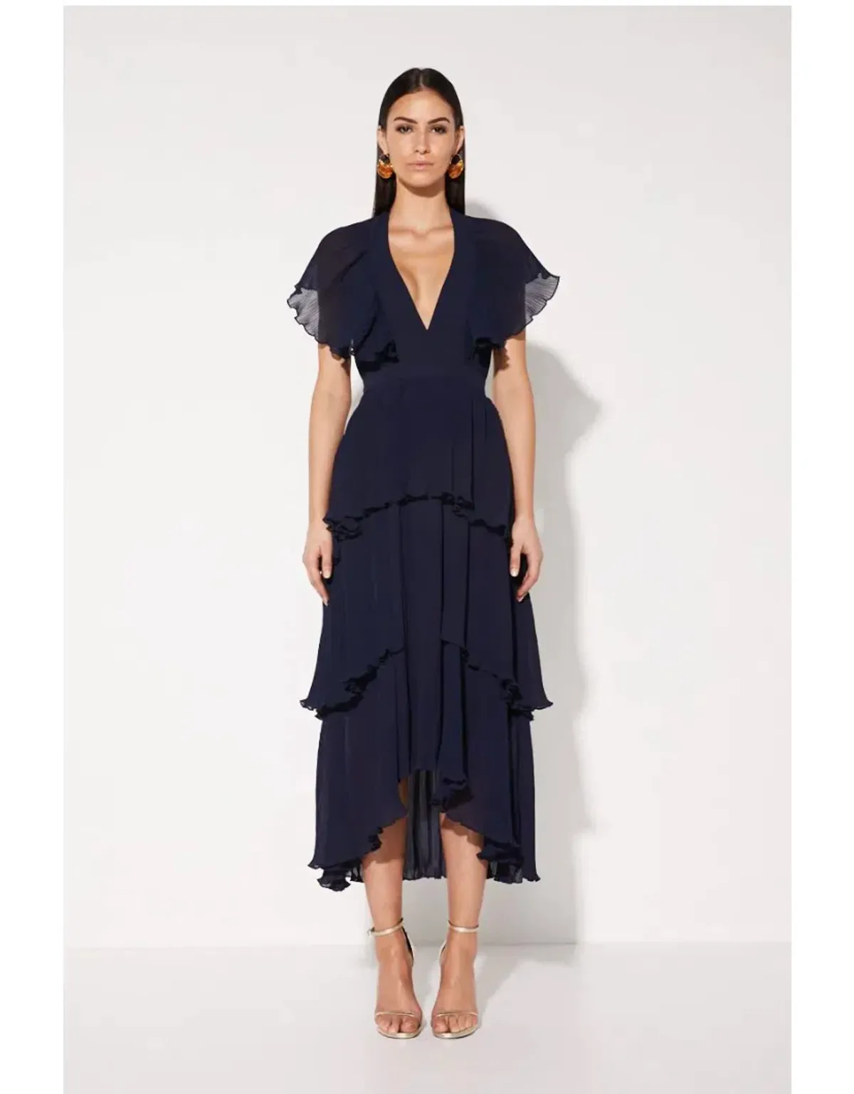 Mossman Slice of Heaven Midi Dress Navy Size AU 8  for rent on The Volte - main image