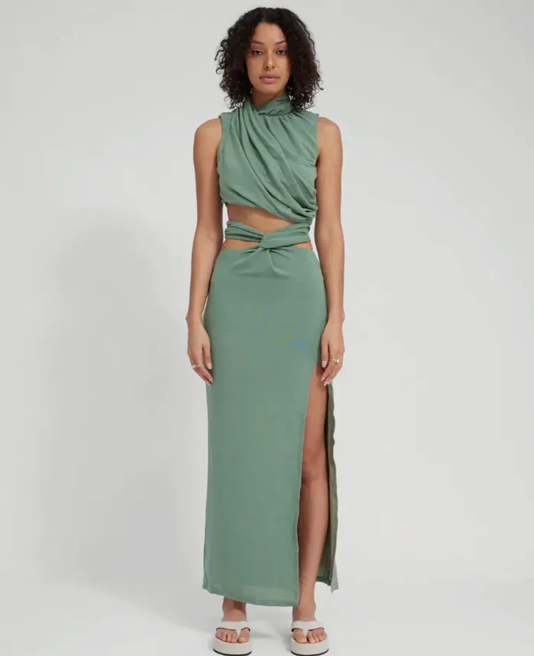 Tojha Taya Top & Skirt Set Green Size 8 for rent on The Volte - main image