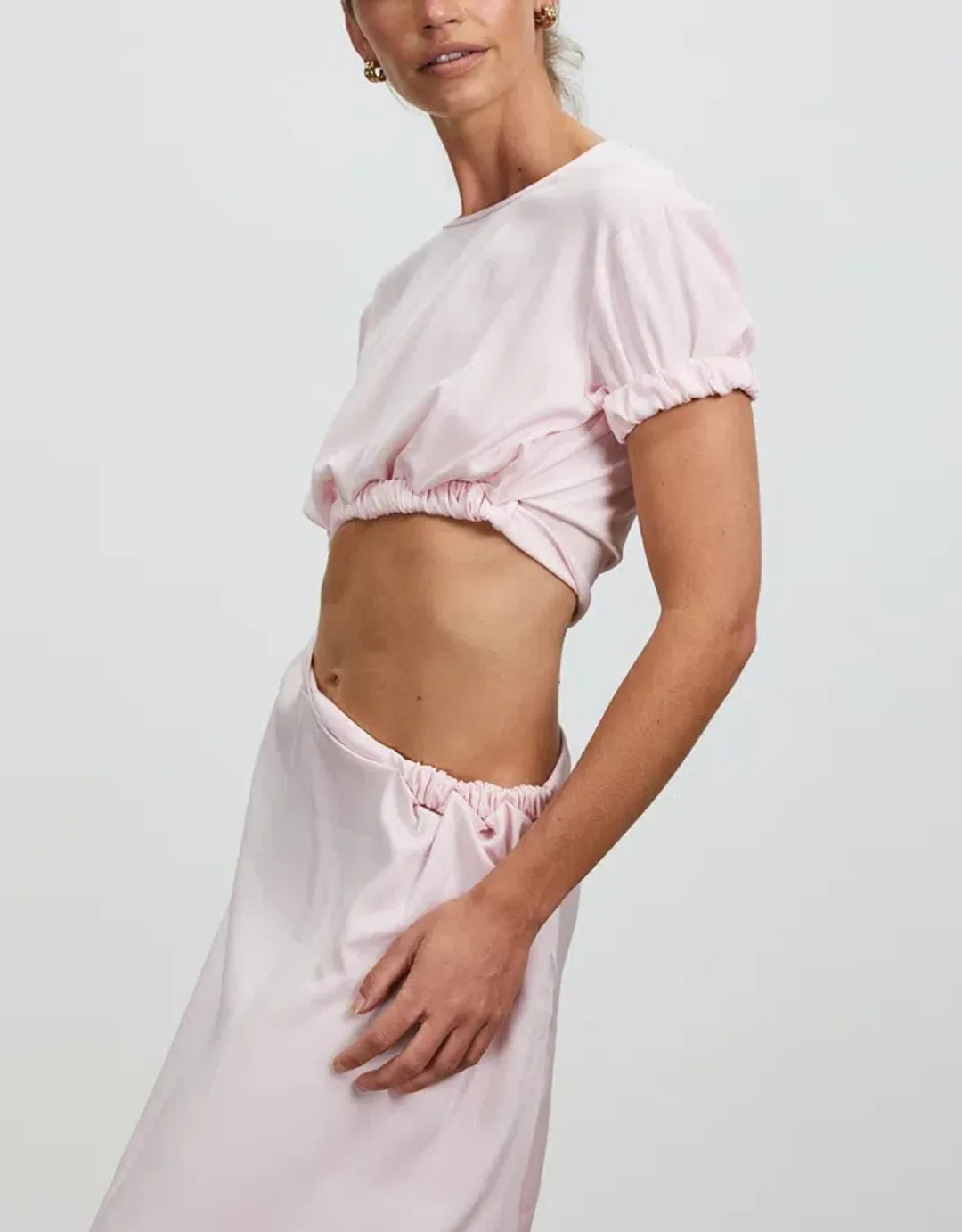 Christopher Esber Rolled Sleeve Tee Dress in Pink Size 6 / XS for rent on The Volte - main image