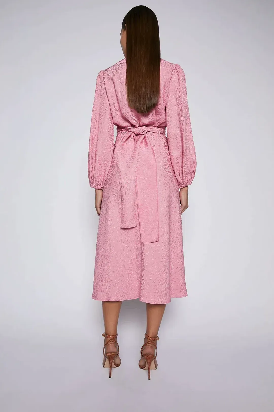 Scanlan Theodore French Textured Weave Midi Dress Pink Size AU 12 for rent on The Volte - main image