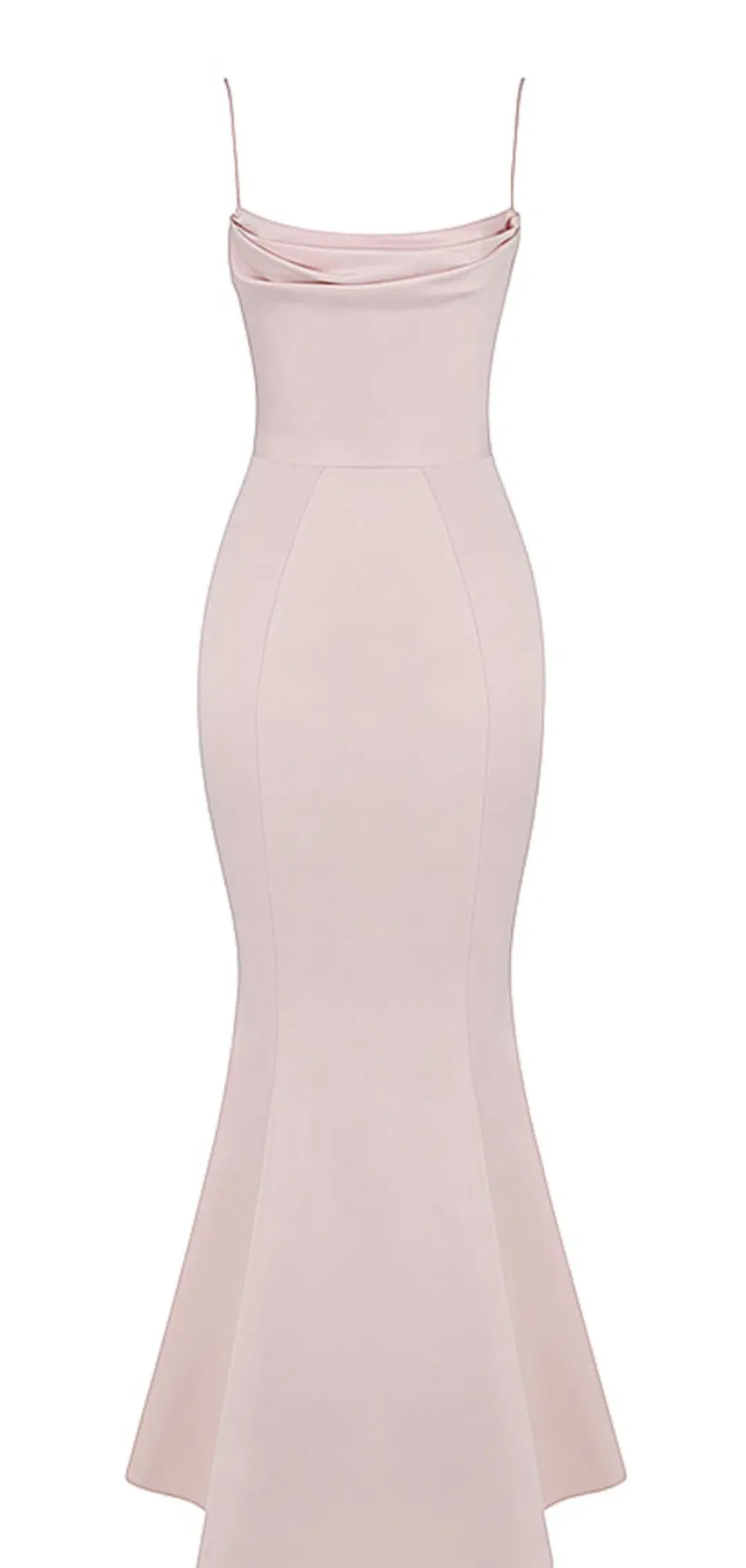House of CB Violette Satin Fishtail Gown Blush Size Au 6 for rent on The Volte - main image
