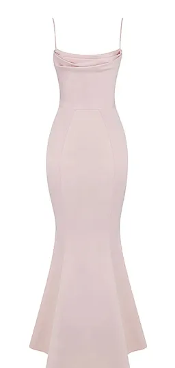 House of CB Violette Satin Fishtail Gown Blush Size Au 6 for rent on The Volte - image 3