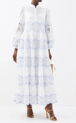 Zimmermann Cira Tiered Trimmed Dress White Size AU 16 for rent on The Volte - image 5