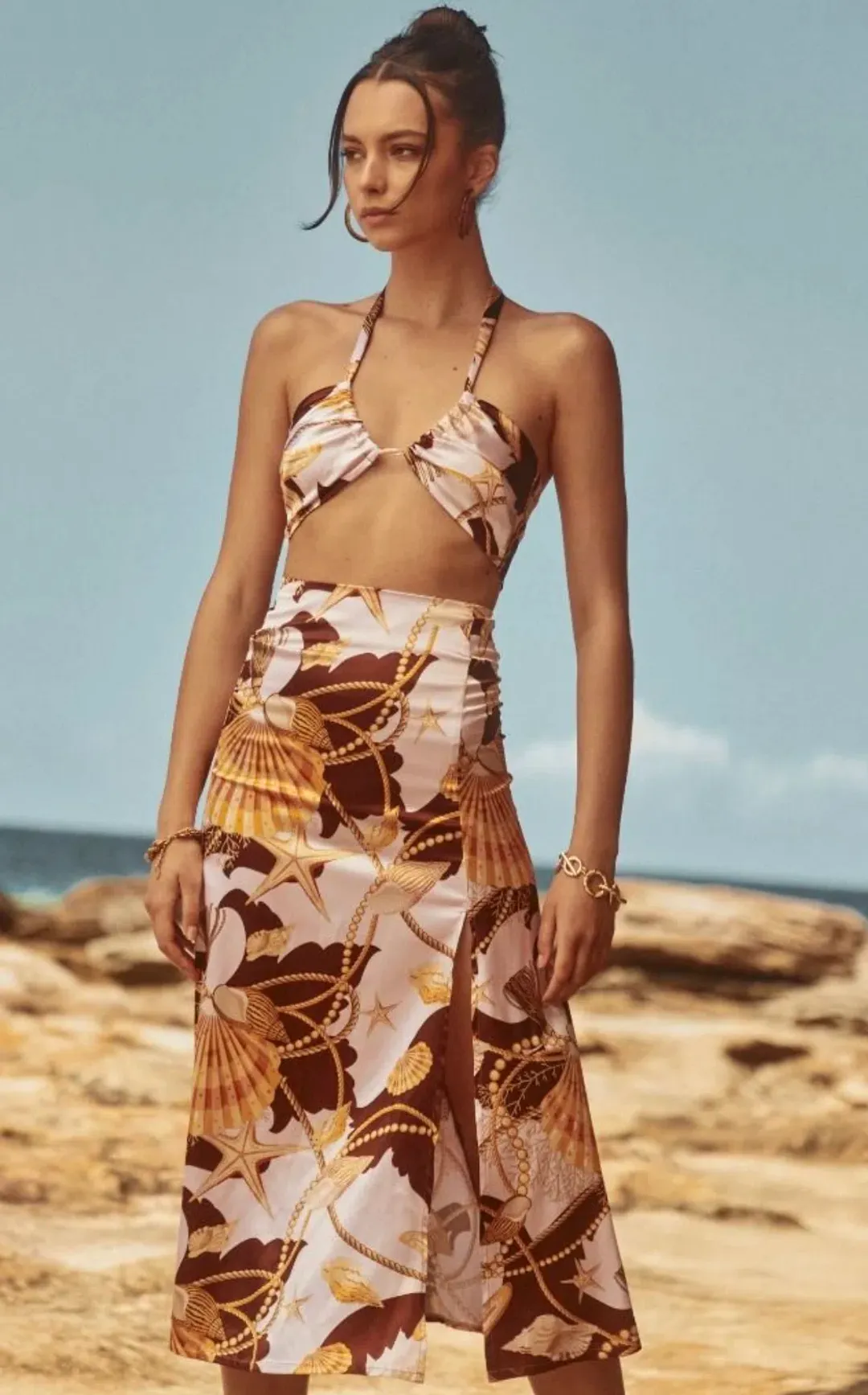 Sonya Moda Seashell Soiree Set Brown Size AU 8 for rent on The Volte - main image