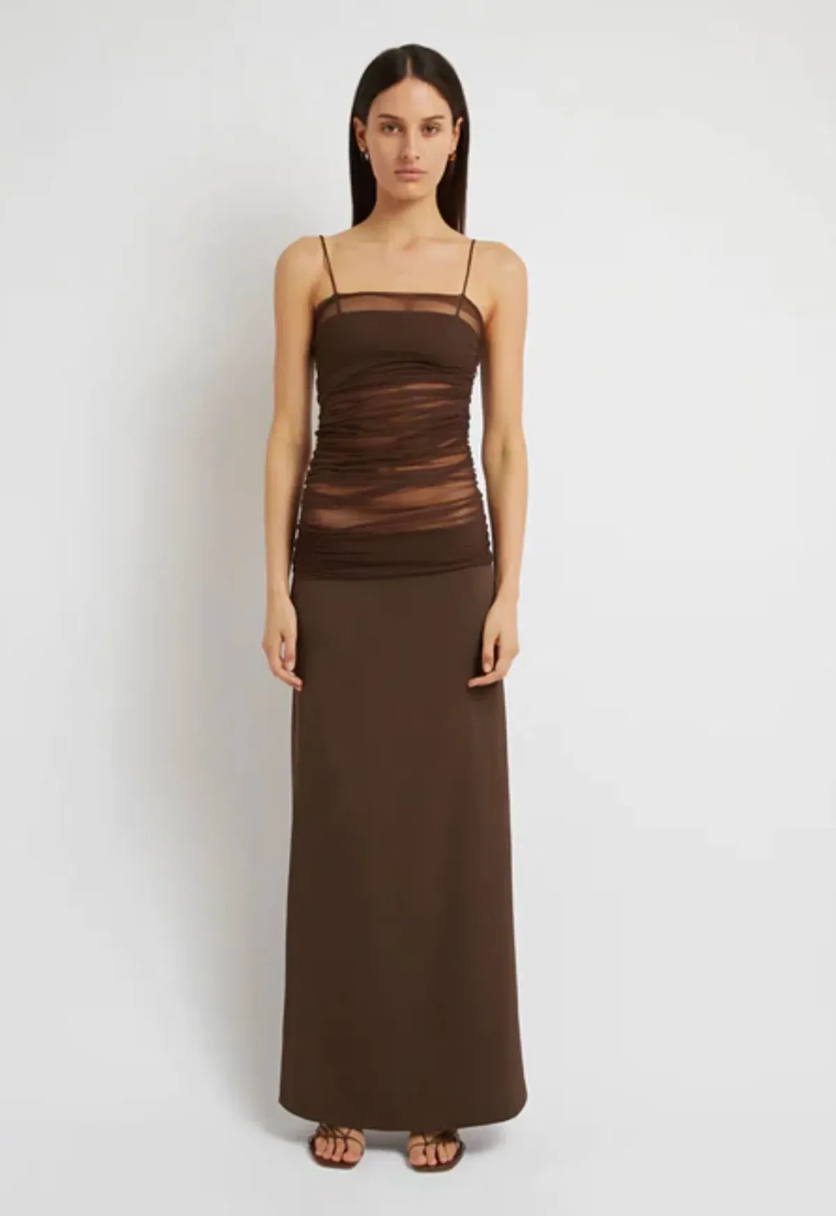 Christopher Esber Sheer Panel Dress Brown Size 6 for rent on The Volte - main image