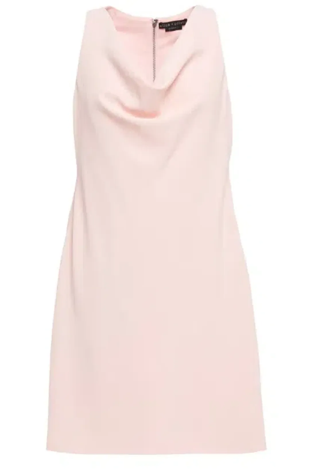 Alice & Olivia Harmony Draped Crepe Mini Dress Blush Size 14 for rent on The Volte - main image