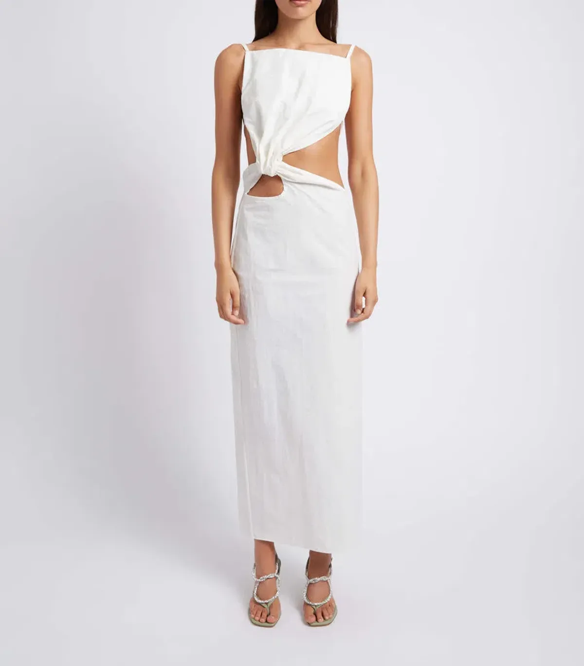 Christopher Esber Interlocked Ruched Dress White Size 8 / S for rent on The Volte - main image