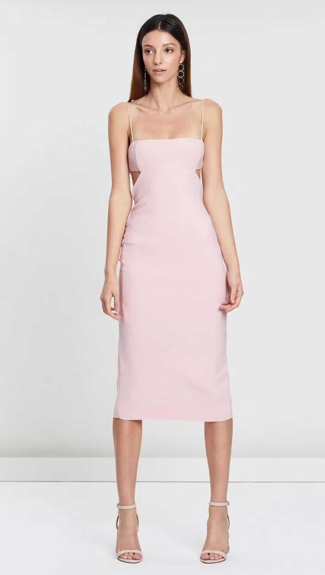 Bec and Bridge Elle Cut Out Midi Dress Pink Size 8  for rent on The Volte - main image