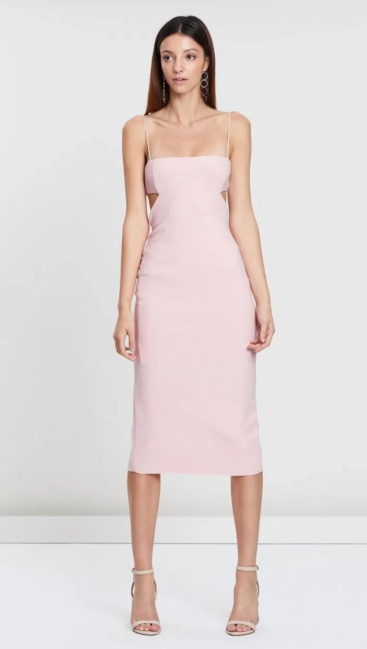 Bec and Bridge Elle Cut Out Midi Dress Pink Size 8  for rent on The Volte - main image