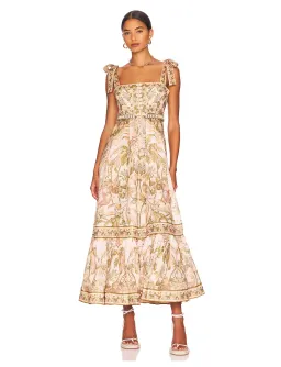 Zimmermann Lyre Picnic Dress in Khaki Palm Size 2/ AU 12 for rent on The Volte - image 1