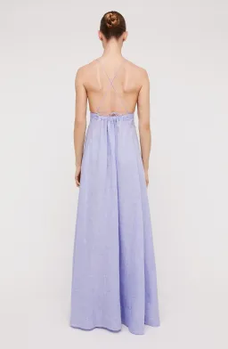 Scanlan Theodore Italian Linen Shoestring Dress Lilac Size 8 for rent on The Volte - image 3