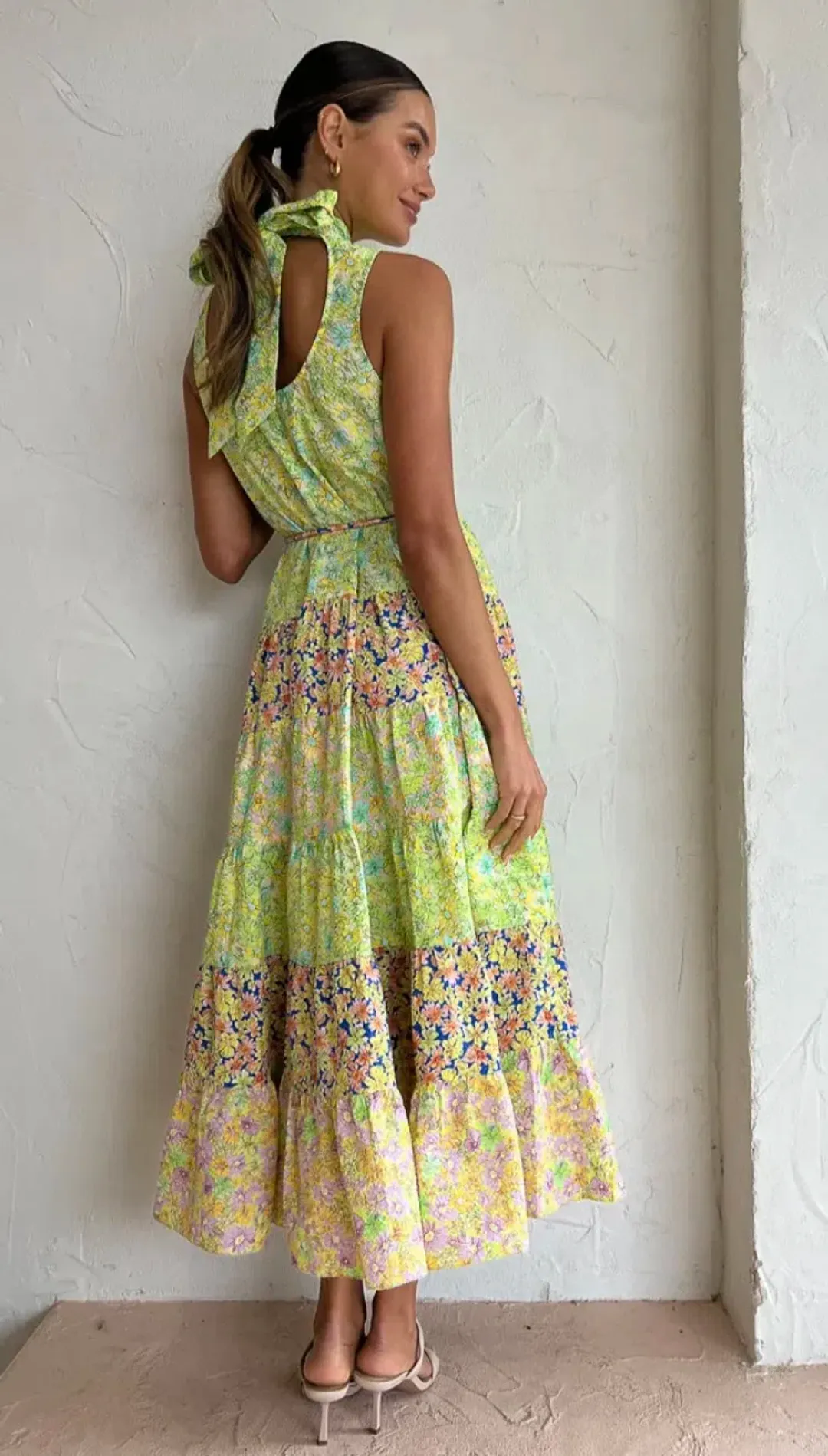 Alemais Daisy Spliced Midi Dress Multi Floral Size 10 for rent on The Volte - main image