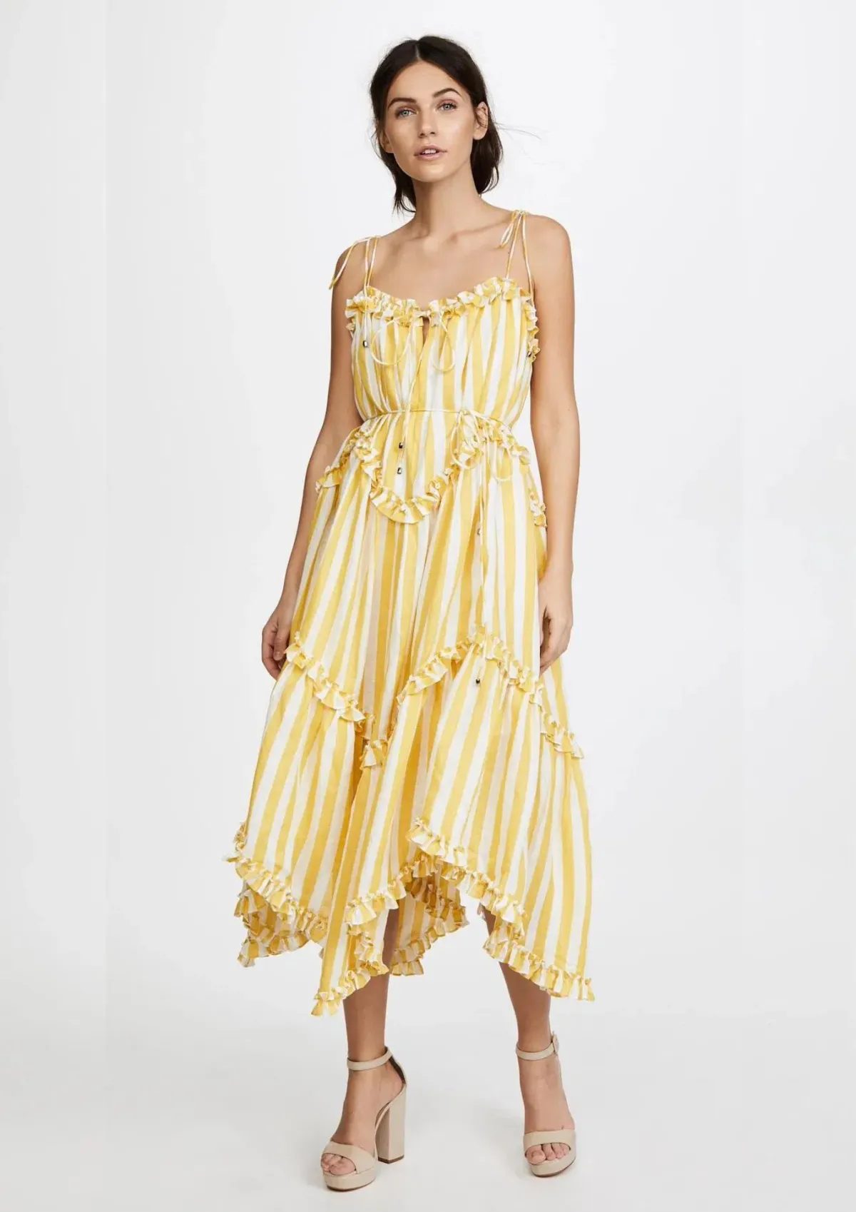 Zimmermann Lumino Floating Stripe Dress Yellow Size 6 for rent on The Volte - main image