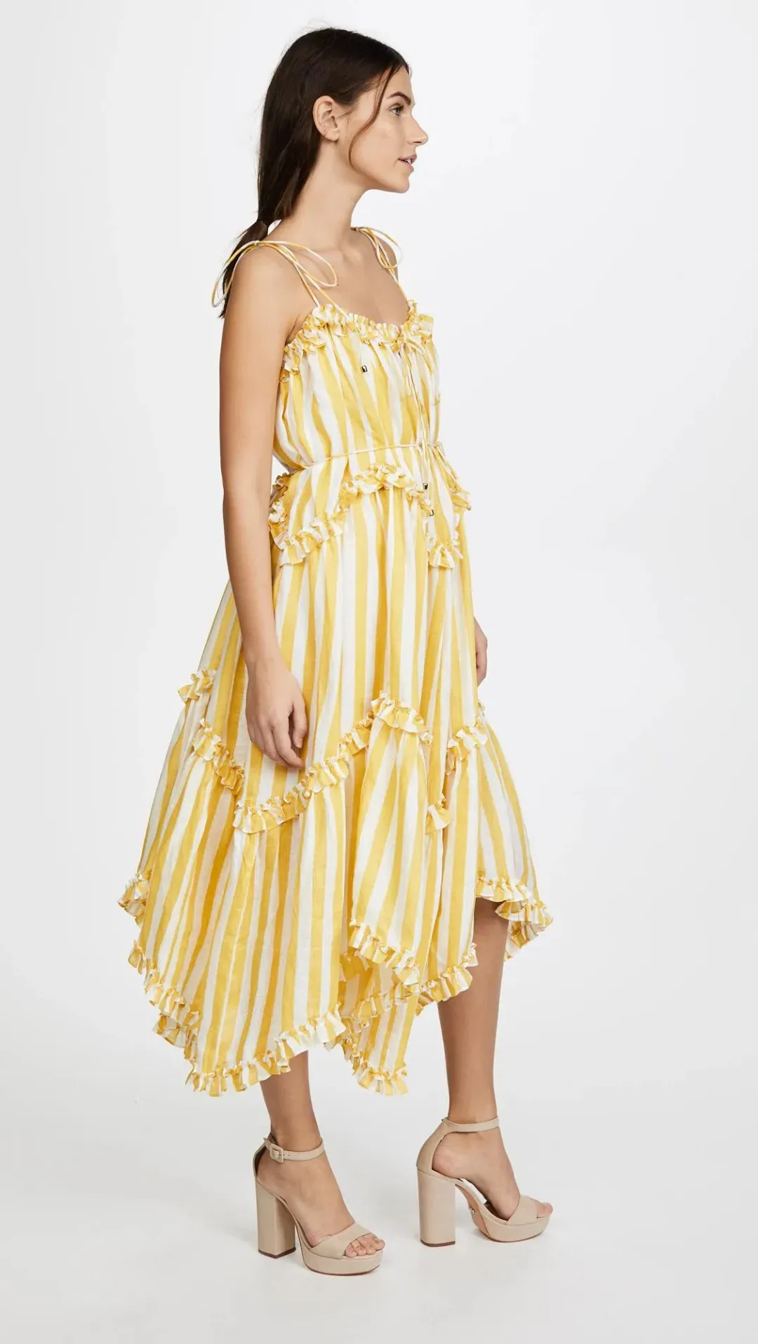 Zimmermann Lumino Floating Stripe Dress Yellow Size 6 for rent on The Volte - main image