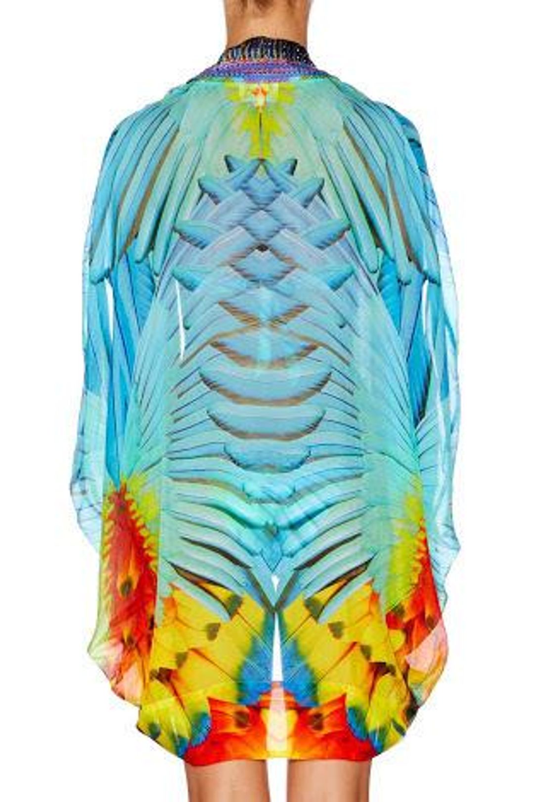 Camilla Flightful Open Cape Orange Print One Size for rent on The Volte - main image