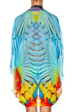 Camilla Flightful Open Cape Orange Print One Size for rent on The Volte - image 2