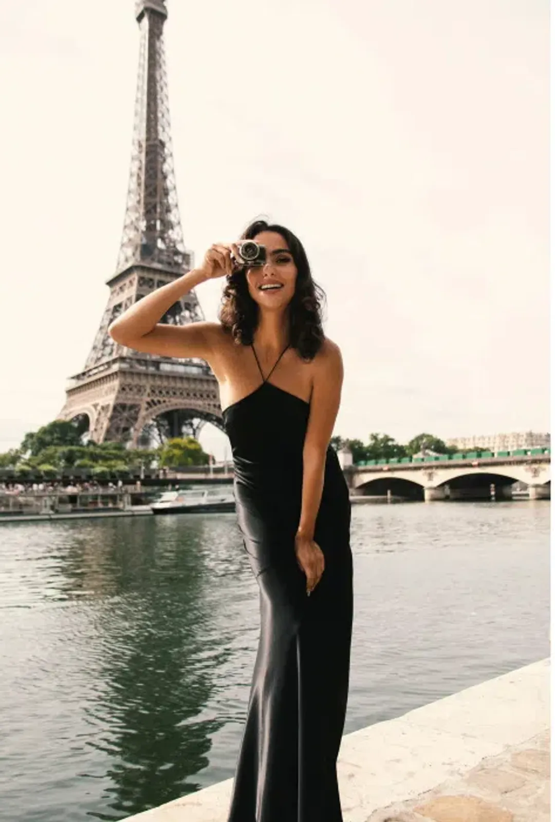 Meshki Avery Satin Maxi Halter Dress - Black Size XS / AU 6 for rent on The Volte - main image