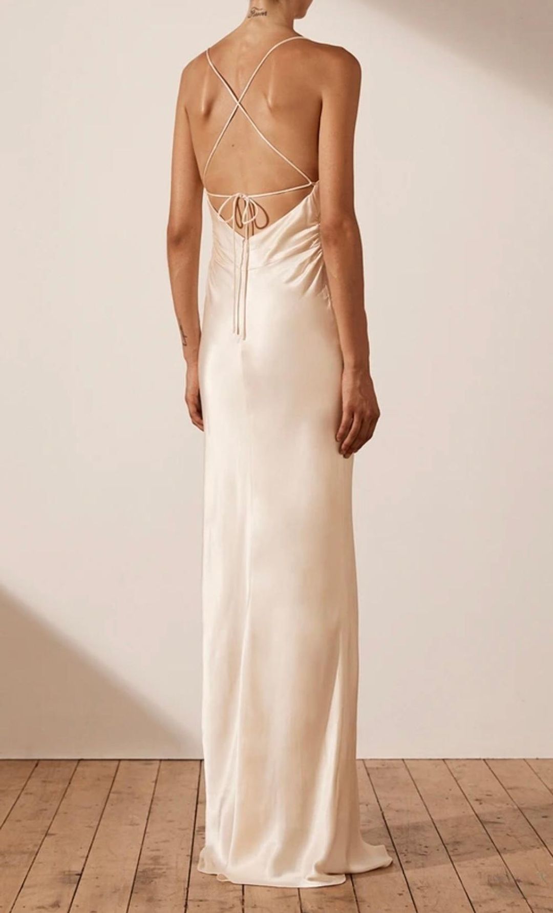 Shona Joy La Lune Lace Back Maxi Dress Cream Size 6 for rent on The Volte - main image