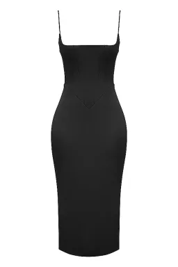 House of CB Anais Satin Pointed Corset Midi Dress Black Size 10 for rent on The Volte - image 4