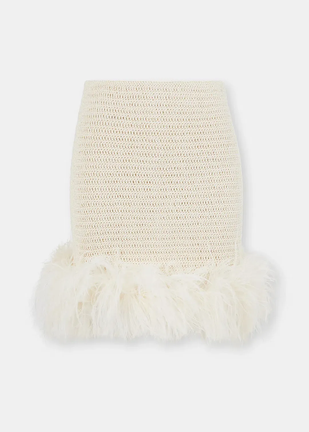 Magda Butrym Feather Crochet Mini Skirt cream and crochet T-shirt  Size 36 / Au 8 for rent on The Volte - main image