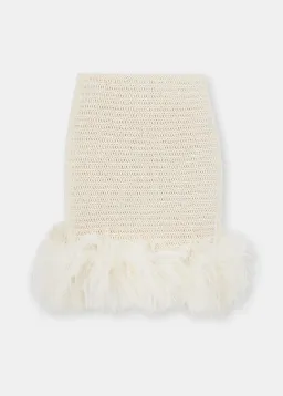 Magda Butrym Feather Crochet Mini Skirt cream and crochet T-shirt  Size 36 / Au 8 for rent on The Volte - image 2